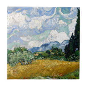 Vincent Van Gogh Weizenfeld mit Zypressen Kunst Fliese