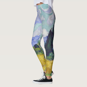Vincent Van Gogh - Weizenfeld mit Zypressen Leggings