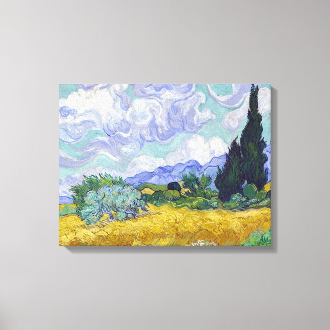 Vincent Van Gogh - Weizenfeld mit Zypressen Leinwanddruck (Vorderseite)