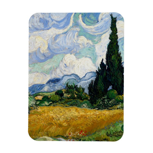 Vincent Van Gogh Weizenfeld mit Zypressen Magnet (Vertikal)