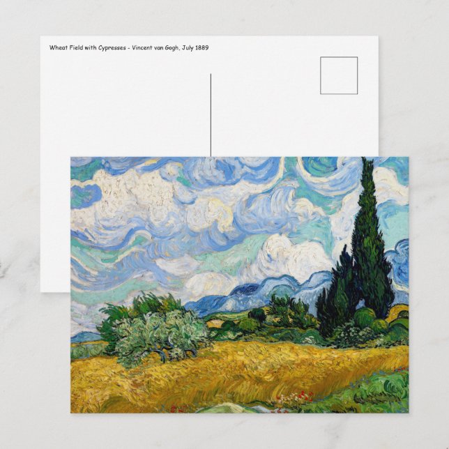 Vincent Van Gogh - Weizenfeld mit Zypressen Postkarte (Vorne/Hinten)