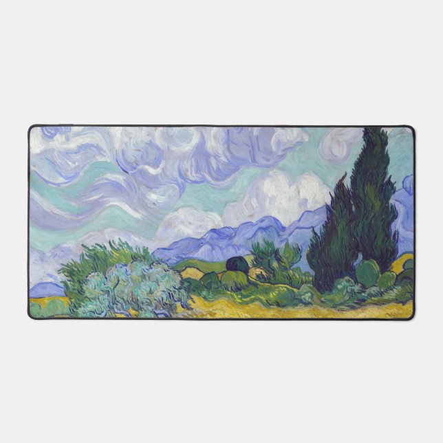 Vincent Van Gogh - Weizenfeld mit Zypressen Schreibtischunterlage (Vorderseite)