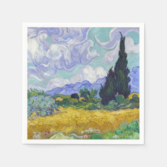 Vincent Van Gogh - Weizenfeld mit Zypressen Serviette (Vorderseite)