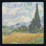 Vincent Van Gogh Weizenfeld mit Zypressen Steinuntersetzer<br><div class="desc">Vincent Van Gogh Wheat Field with Cypresses Fine Art A Wheatfield with Cypresses (gelegentlich A Cornfield with Cypresses genannt) ist eines von drei ähnlichen Ölgemälden von Vincent van Gogh aus dem Jahr 1889, die im Rahmen seiner Weizenfeldserie entstanden sind. Alle wurden im St. Paul-de-Mausole-Psychoasyl in Saint-Remy bei Arles, Frankreich, vollstreckt,...</div>