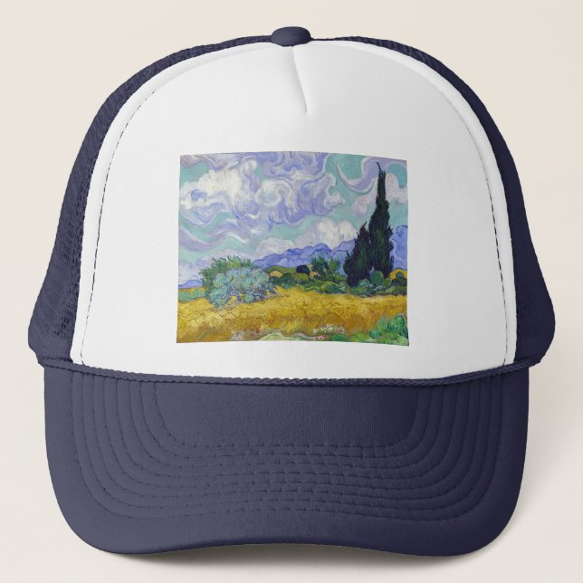 Vincent Van Gogh - Weizenfeld mit Zypressen Truckerkappe (Vorderseite)