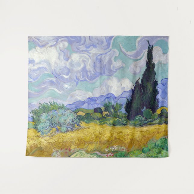 Vincent Van Gogh - Weizenfeld mit Zypressen Wandteppich (Vorderseite (Horizontal))