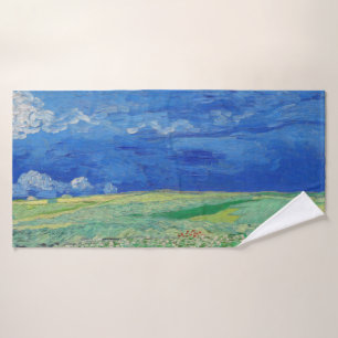 Vincent van Gogh - Weizenfelder unter Gewitterwolk Badhandtuch Set