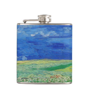 Vincent van Gogh - Weizenfelder unter Gewitterwolk Flachmann