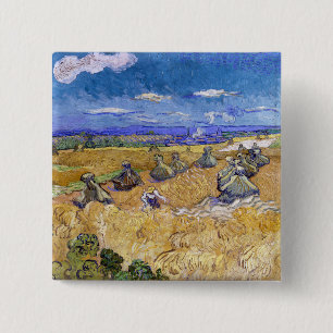 Vincent van Gogh - Weizenstapel mit Schnittern Button