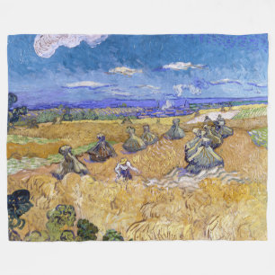 Vincent van Gogh - Weizenstapel mit Schnittern Fleecedecke