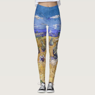 Vincent van Gogh - Weizenstapel mit Schnittern Leggings