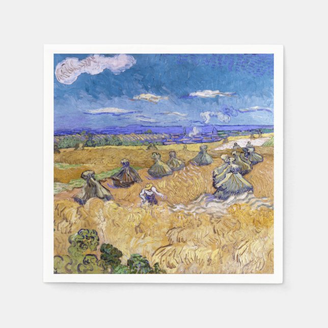 Vincent van Gogh - Weizenstapel mit Schnittern Serviette (Vorderseite)