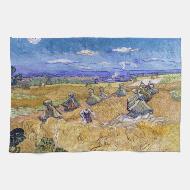Vincent van Gogh - Weizenstapel mit Sensenmännern Geschirrtuch (Horizontal)