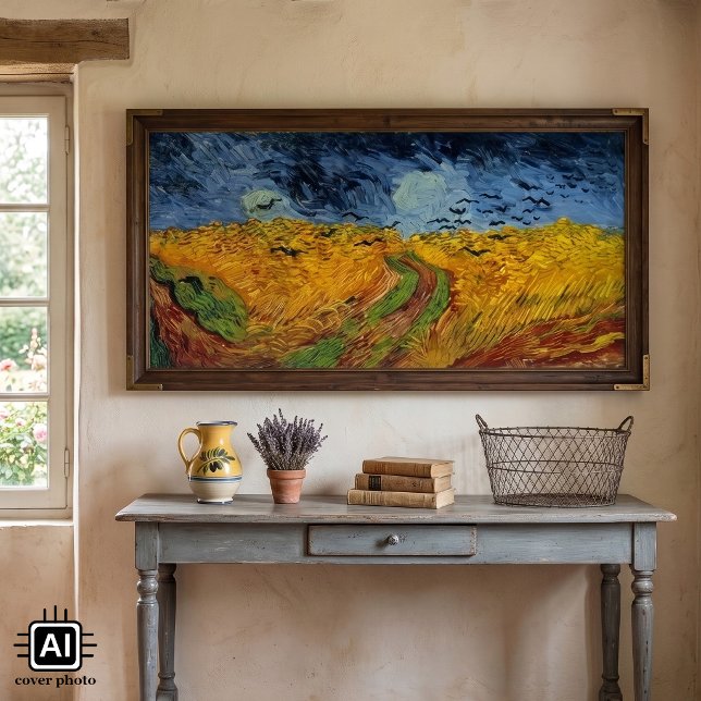 Vincent van Gogh Wheat Field mit Crows Poster (Wheat Field with Crows by Vincent van Gogh is a vintage fine art post impressionism painting.)