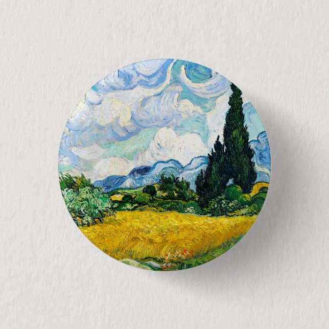 Vincent Van Gogh Wheat Field mit Cypressen Button (Vorderseite)