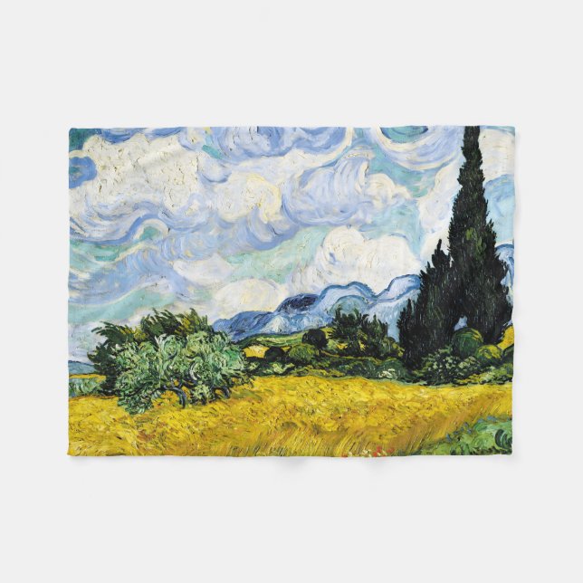 Vincent Van Gogh Wheat Field mit Cypressen Fleecedecke (Vorderseite (Horizontal))