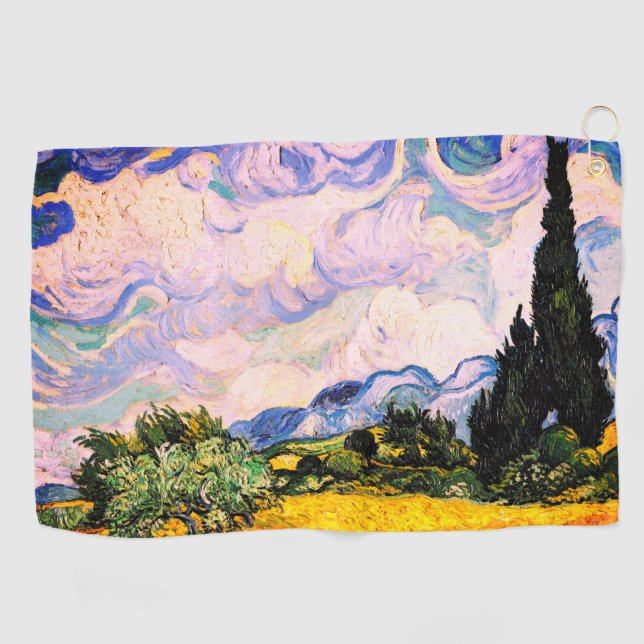 Vincent Van Gogh Wheat Field mit Cypressen Golfhandtuch (Horizontal)