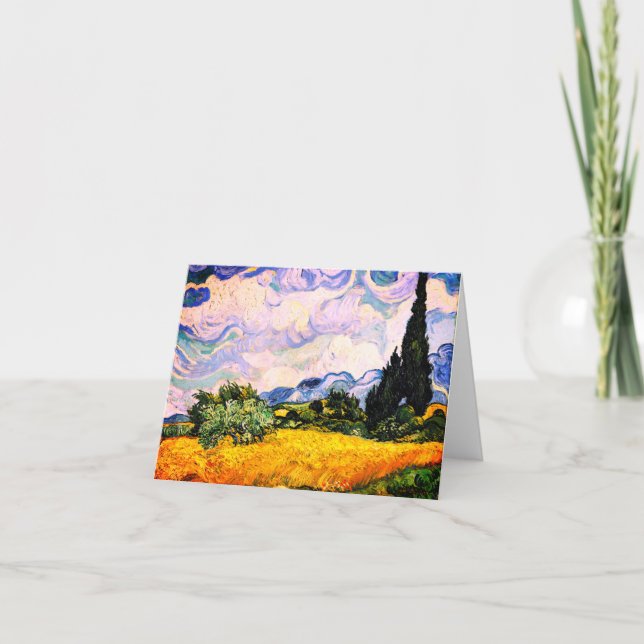 Vincent Van Gogh Wheat Field mit Cypressen Karte (Vorderseite)