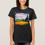 Vincent Van Gogh Wheat Field mit Cypressen T-Shirt<br><div class="desc">Hübsch , Vintag , Schönes Gemälde Vincent Van Gogh Weizenfeld mit Zypressen Sticker.Dies ist ein altes Meisterwerk des niederländischen Meisters Vincent Van Gogh. Dieses Gemälde ist Teil seiner Weizenfeldserie. Diese Reihe von Naturlandschaftsmalereien wurden durch den Blick auf die Alpen inspiriert. Diese kunstvolle alte Ölmalerei hat eine schöne, lebendige, gesättigte Farbe....</div>