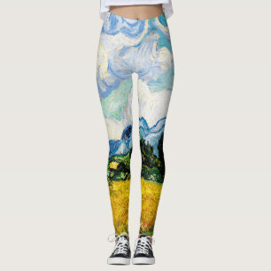 Vincent Van Gogh Wheat Field mit Zypressen (1889) Leggings
