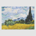 Vincent Van Gogh Wheat Field mit Zypressen (1889) Seidenpapier<br><div class="desc">Hübsch , Vintag , Schönes Gemälde Vincent Van Gogh Weizenfeld mit Zypressen. Dies ist ein altes Meisterwerk des niederländischen Meisters Vincent Van Gogh. Dieses Gemälde ist Teil seiner Weizenfeldserie. Diese Reihe von Naturlandschaftsmalereien wurden durch den Blick auf die Alpen inspiriert. Diese kunstvolle alte Ölmalerei hat eine schöne, lebendige, gesättigte Farbe....</div>