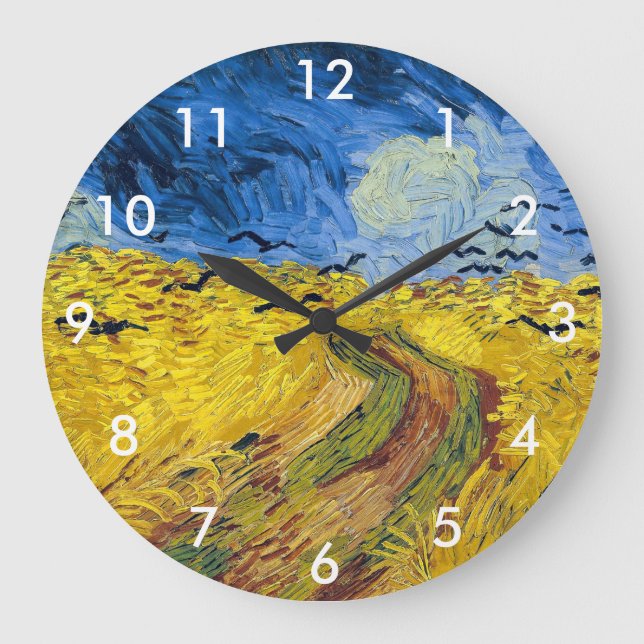 Vincent van Gogh - Wheatfield mit Crows Große Wanduhr (Vorderseite)