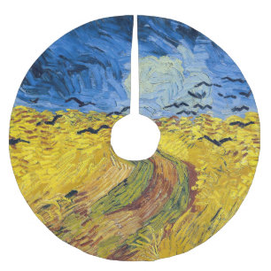 Vincent van Gogh - Wheatfield mit Crows Polyester Weihnachtsbaumdecke