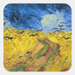 Vincent van Gogh - Wheatfield mit Crows Quadratischer Aufkleber