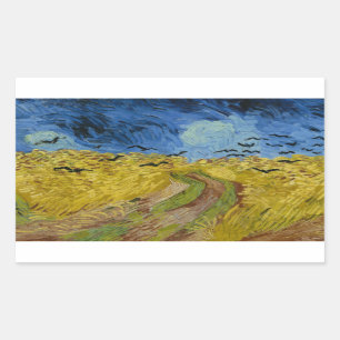Vincent van Gogh - Wheatfield mit Crows Rechteckiger Aufkleber