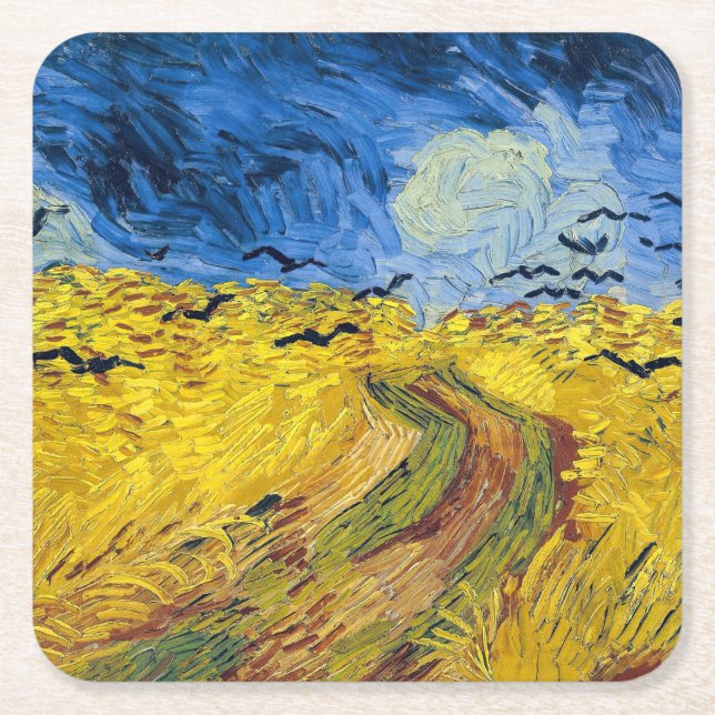 Vincent van Gogh - Wheatfield mit Crows Rechteckiger Pappuntersetzer (Vorderseite)