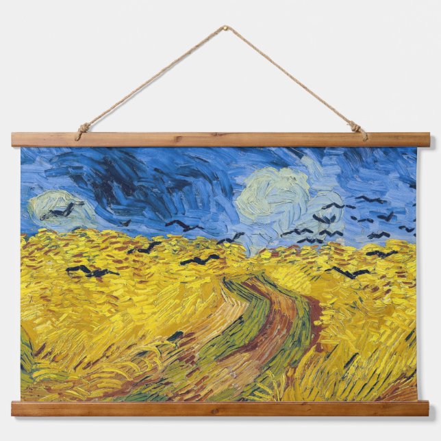 Vincent van Gogh - Wheatfield mit Crows Wandteppich Mit Holzrahmen (Vorne)