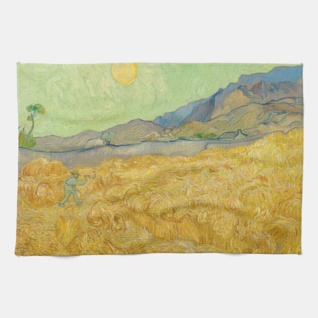 Vincent van Gogh - Wheatfield mit einem Sensenmann Geschirrtuch (Horizontal)