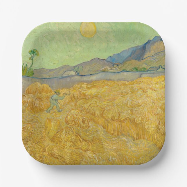 Vincent van Gogh - Wheatfield mit einem Sensenmann Pappteller (Vorderseite)