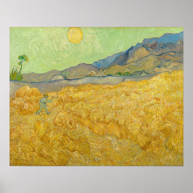 Vincent van Gogh - Wheatfield mit einem Sensenmann Poster (Vorne)