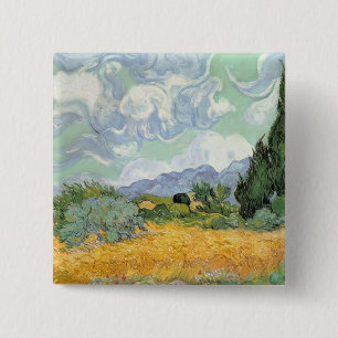 Vincent van Gogh Wheatfield mit Zypressen, 1889 Button