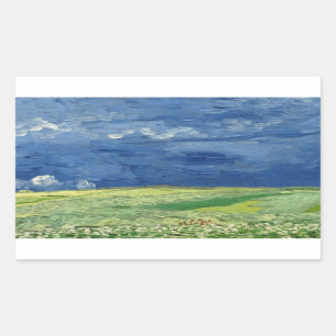 Vincent van Gogh - Wheatfield unter Thunderclouds Rechteckiger Aufkleber