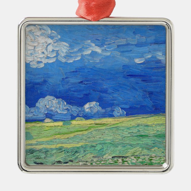 Vincent van Gogh - Wheatfields under Thunderclouds Ornament Aus Metall (Vorne)