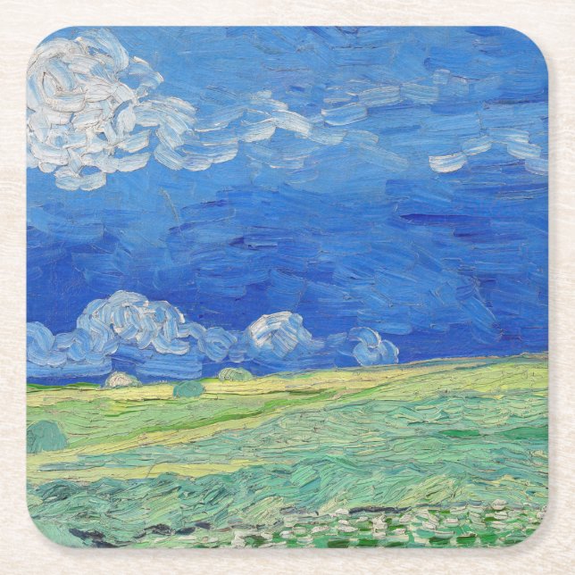 Vincent van Gogh - Wheatfields under Thunderclouds Rechteckiger Pappuntersetzer (Vorderseite)