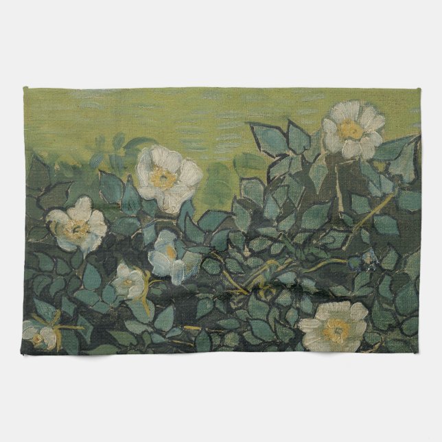 Vincent van Gogh - Wilde Rose Geschirrtuch (Horizontal)