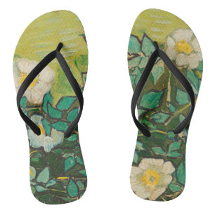 Vincent Van Gogh Wilde Rosen Fine Art Flip Flops