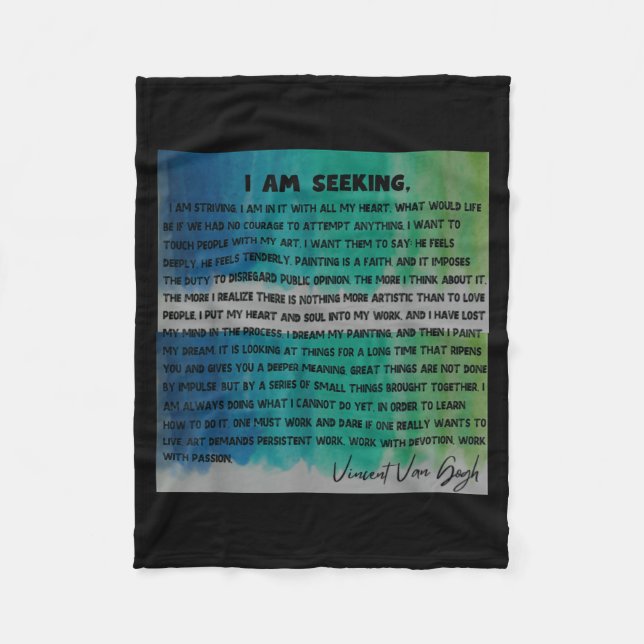 Vincent Van Gogh Words Quotes Manifesto Tygraphy G Fleecedecke (Vorderseite)