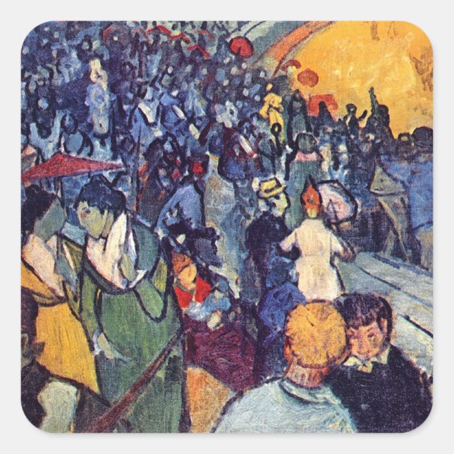Vincent Van Gogh - Zuschauer in der Arena Quadratischer Aufkleber (Vorderseite)