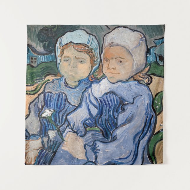 Vincent van Gogh - Zwei kleine Mädchen Wandteppich (Vorderseite)