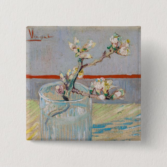 Vincent van Gogh - Zweigstelle Almond im Glas Button (Vorderseite)