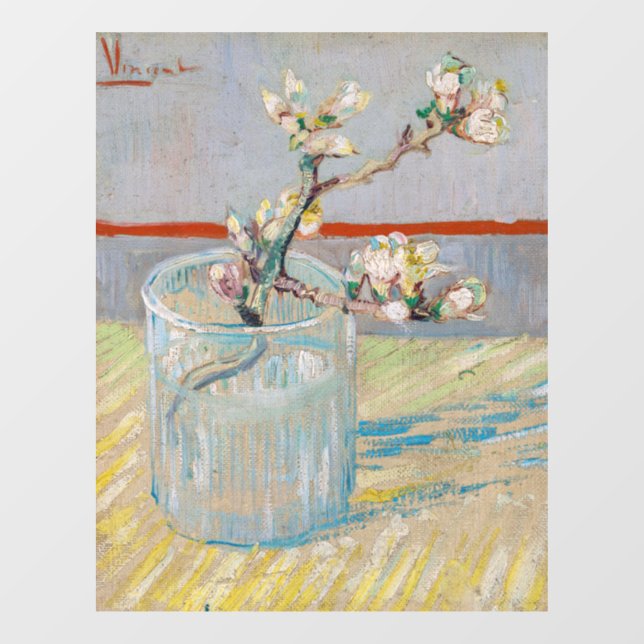 Vincent van Gogh - Zweigstelle Almond im Glas Fensteraufkleber (Blatt)