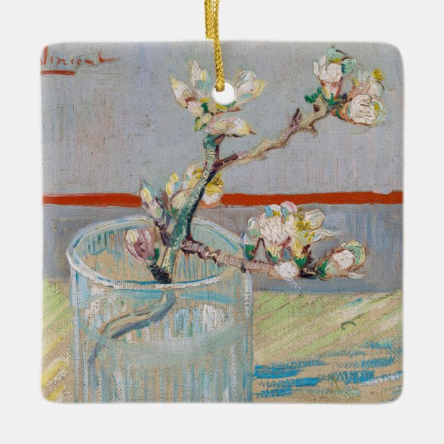 Vincent van Gogh - Zweigstelle Almond im Glas Keramikornament (Vorderseite)
