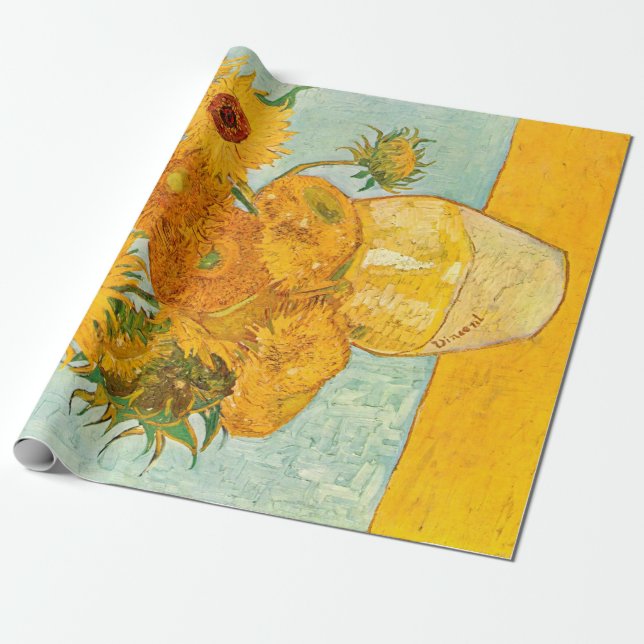 Vincent Van Gogh Zwölf Sonnenblumen in einer Vase  Geschenkpapier (Ungerollt)