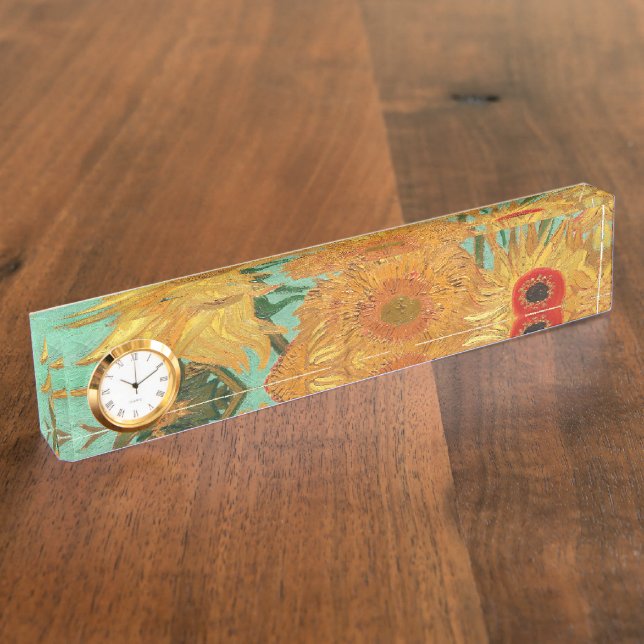 Vincent Van Gogh Zwölf Sonnenblumen in einer Vase Namensplakette (Seite)