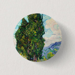 Vincent Van Gogh Zypressen Fine Art Button