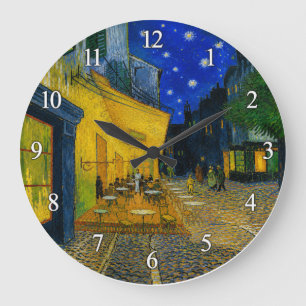 Vincent van Goghs Café-Terrasse bei Nacht Große Wanduhr